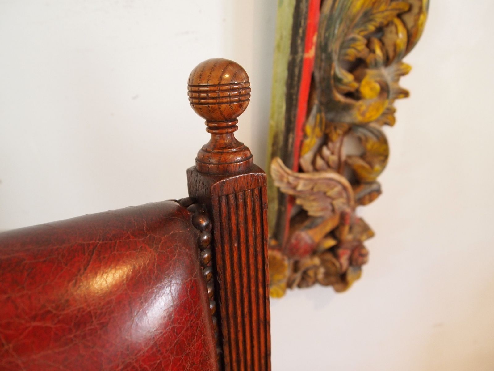 Chair Fine Early Victorian Oak & Chestnut Leather Armchair C1840 photo 1650.0