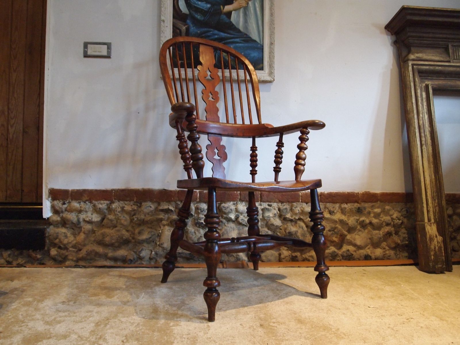 Furniture Chair Stunning Victorian Windsor Grandfather Chair C1860 photo