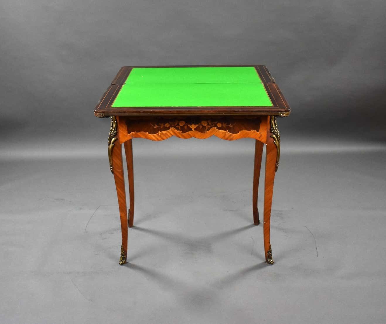 photo furniture 19th Century English Victorian Walnut & Marquetry Card Table & Vanity