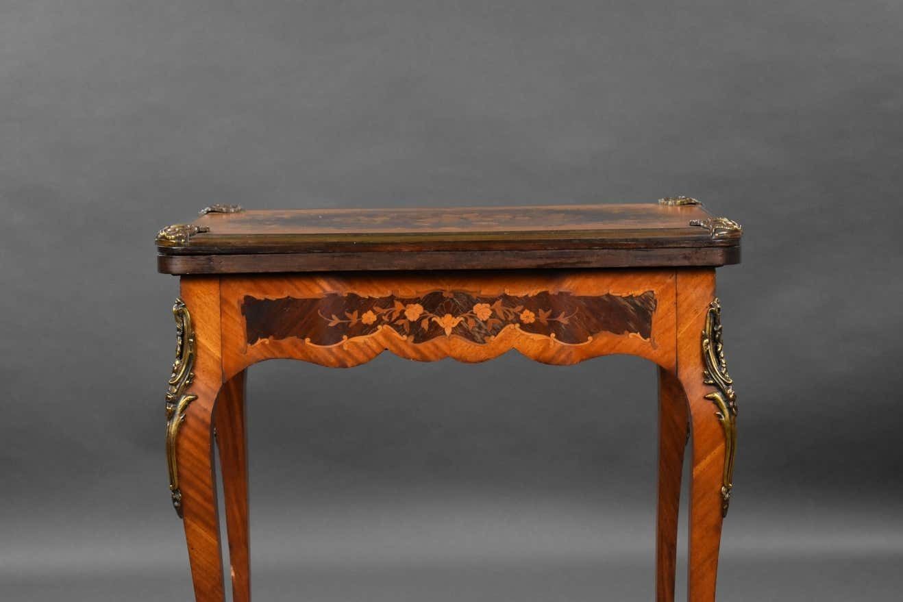 photo buy 19th Century English Victorian Walnut & Marquetry Card Table & Vanity