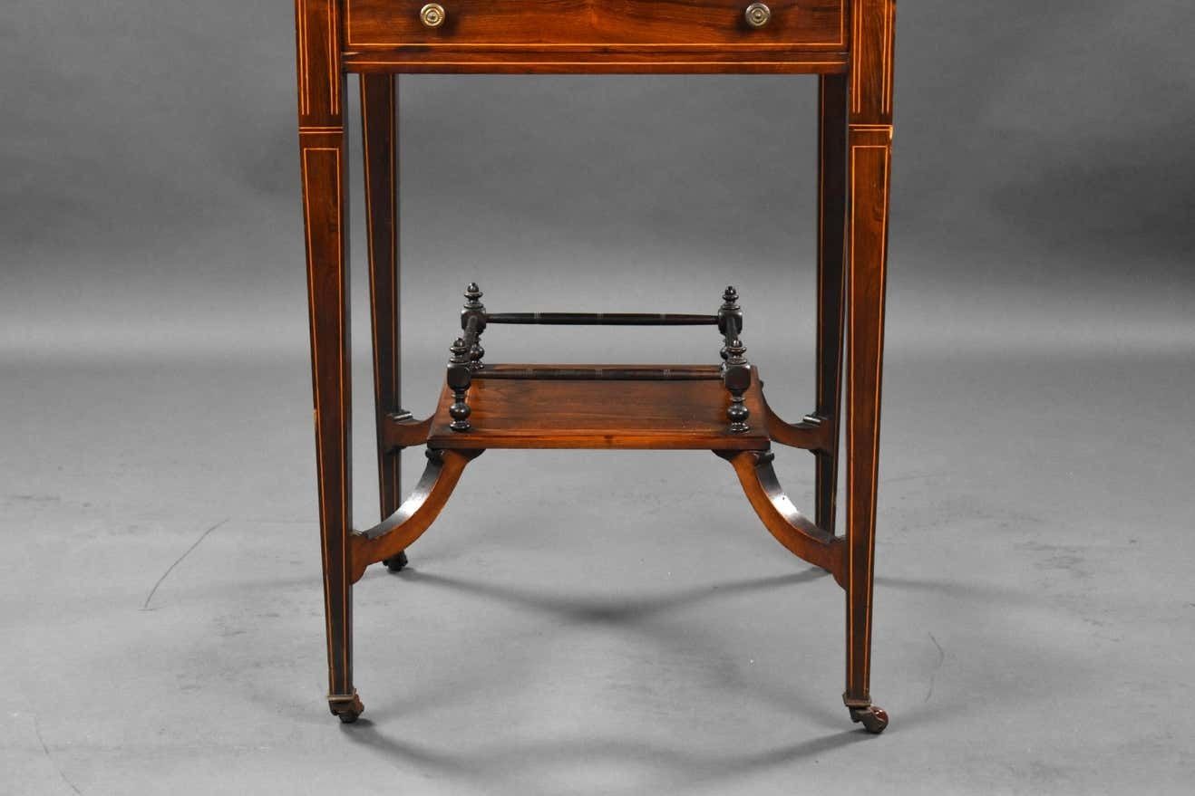 19th Century English Victorian Rosewood Inlaid Envelope Card Table photo vintage