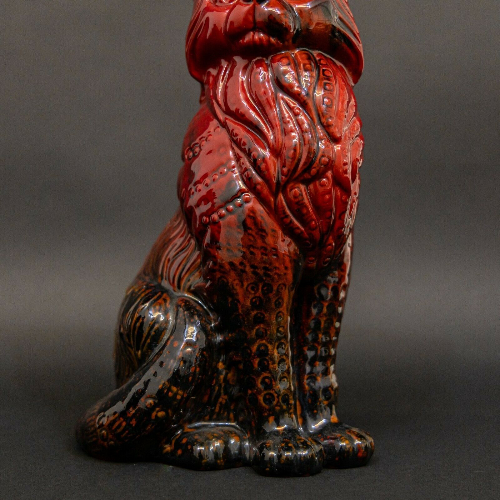 Large Royal Doulton Flambe Cat photo Art