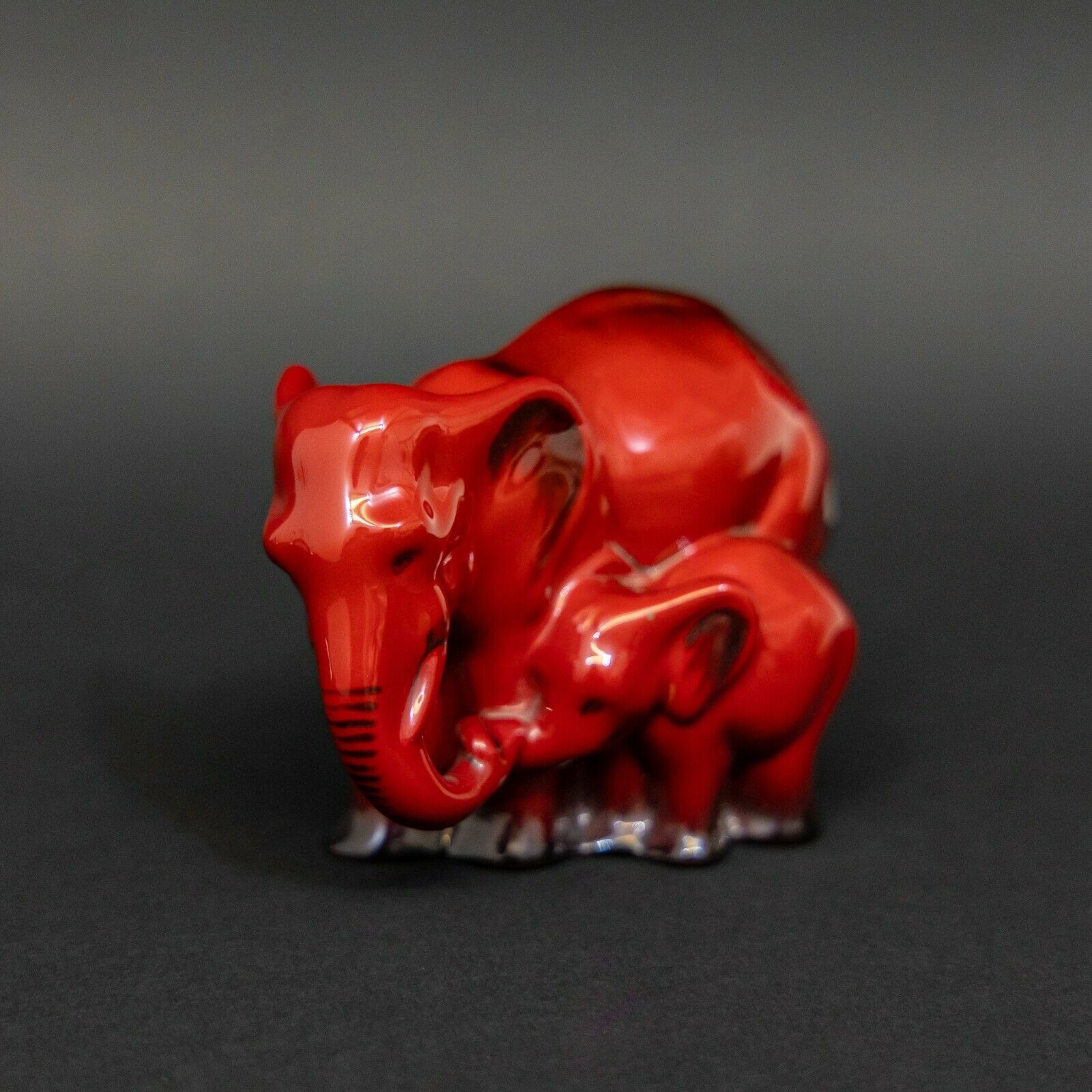 Royal Doulton Flambe Elephant And Young