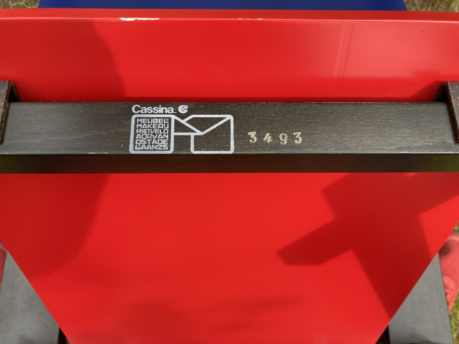 Vintage Gerrit Rietveld Red And Blue Chair, Circa 1970 photo vinterior