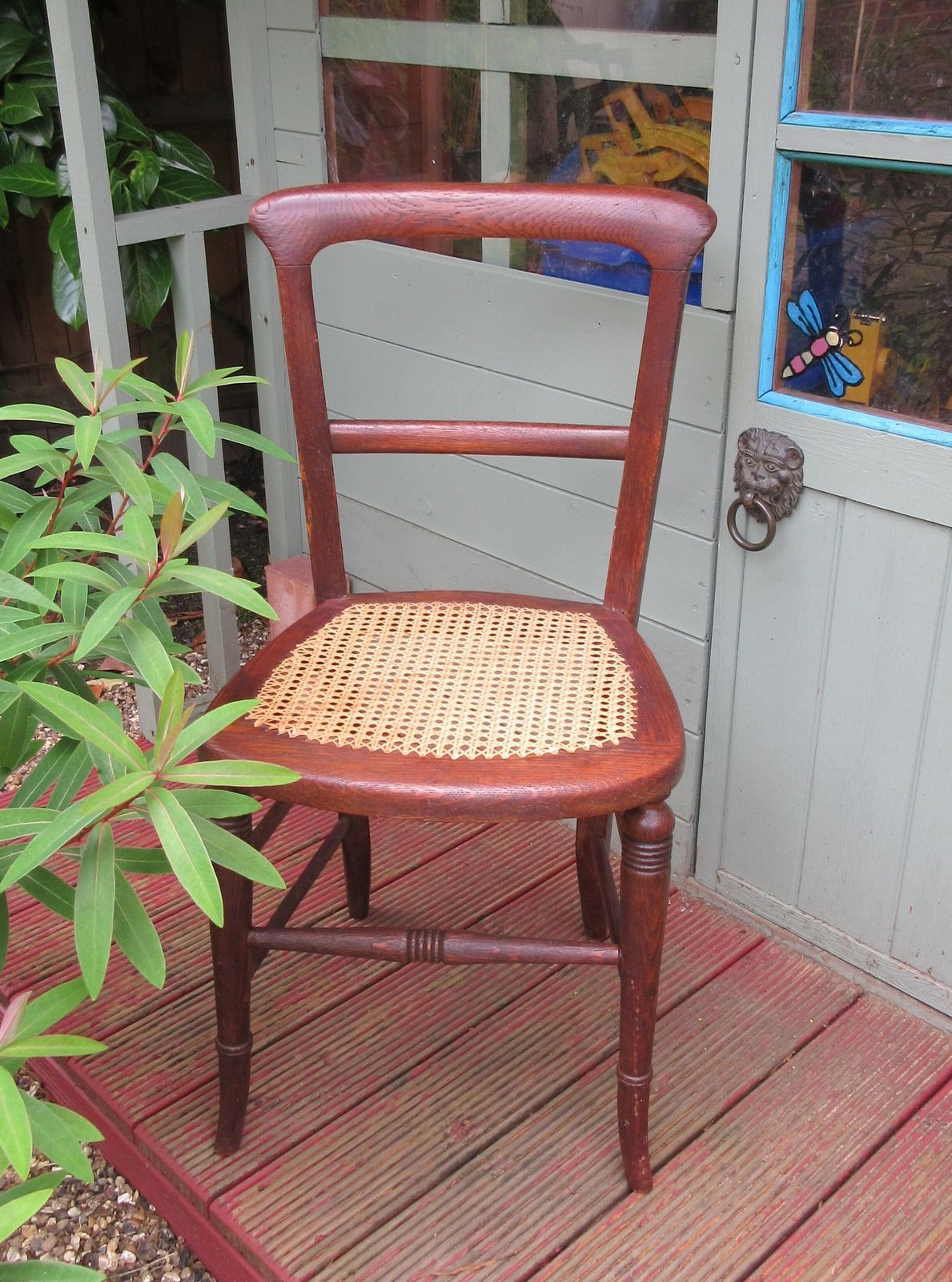 Oak Cane Seated Bedroom Chair, Circa 1900 photo furniture