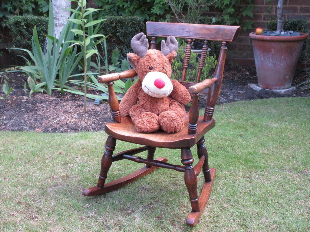 Child’s Elm Spindle Back Windsor Rocking Chair, Circa 1830 photo Furniture