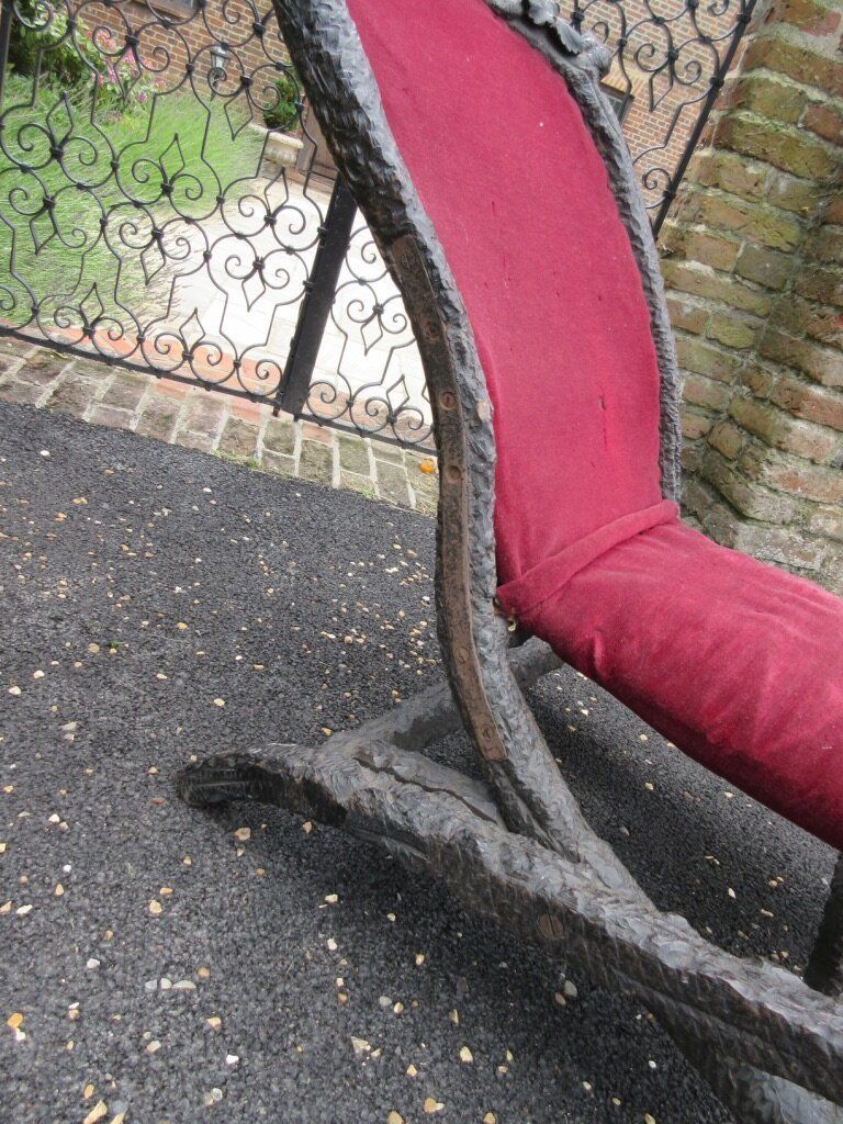 Very Rare & Unusual 19th Century Black Forest Carved Folding Chair photo 875.0