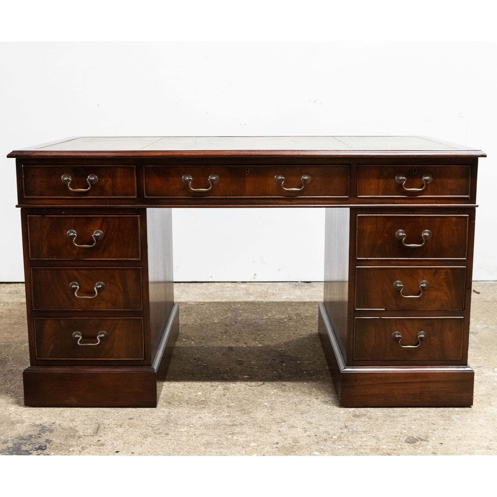 Reclaimed Flame Mahogany Pedestal Desk | Charles Barr photo for sale
