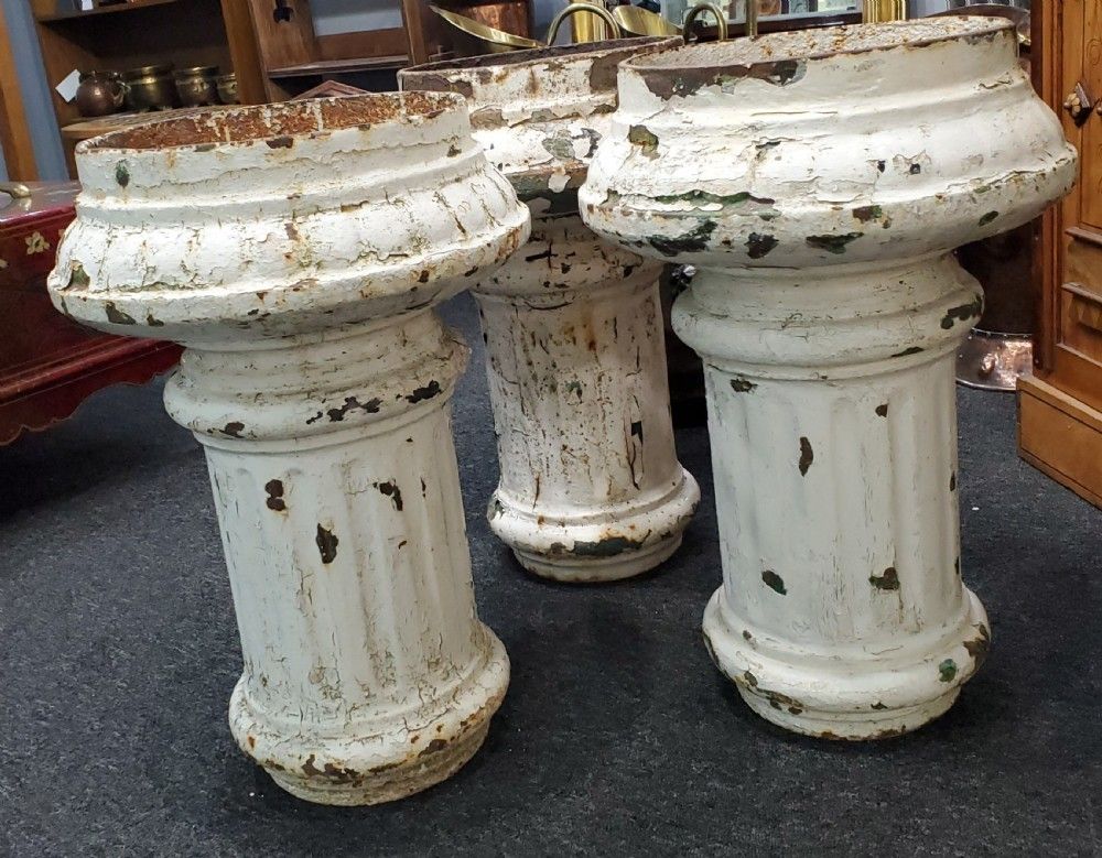Victorian X3 Cast Iron Garden Urns C1880 photo for sale