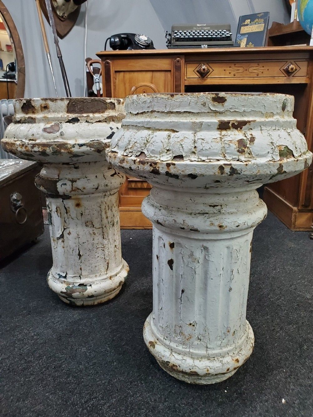 Victorian X3 Cast Iron Garden Urns C1880 photo Garden Decor