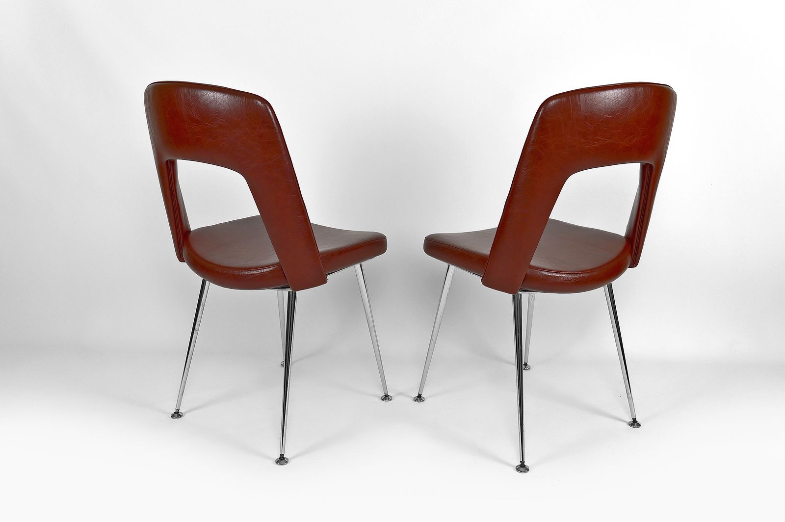 Pair Of "Conference" Chairs In Chrome And Leatherette, Circa 1960 photo Furniture