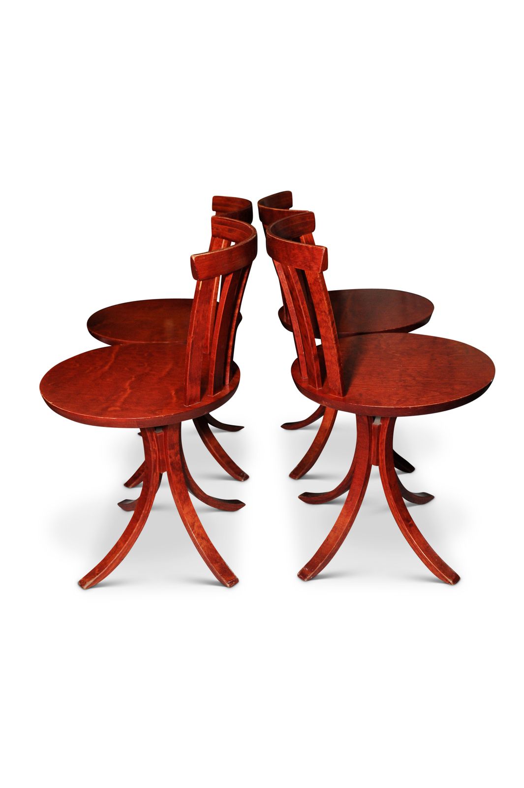 Edsbyverken Of Sweden Red Lacquered Birch Slat Back Dining Chair Designed By Jan Hallberg & Sune Formell In 1967 Four In Stock, Price Per Chair Ol photo for sale