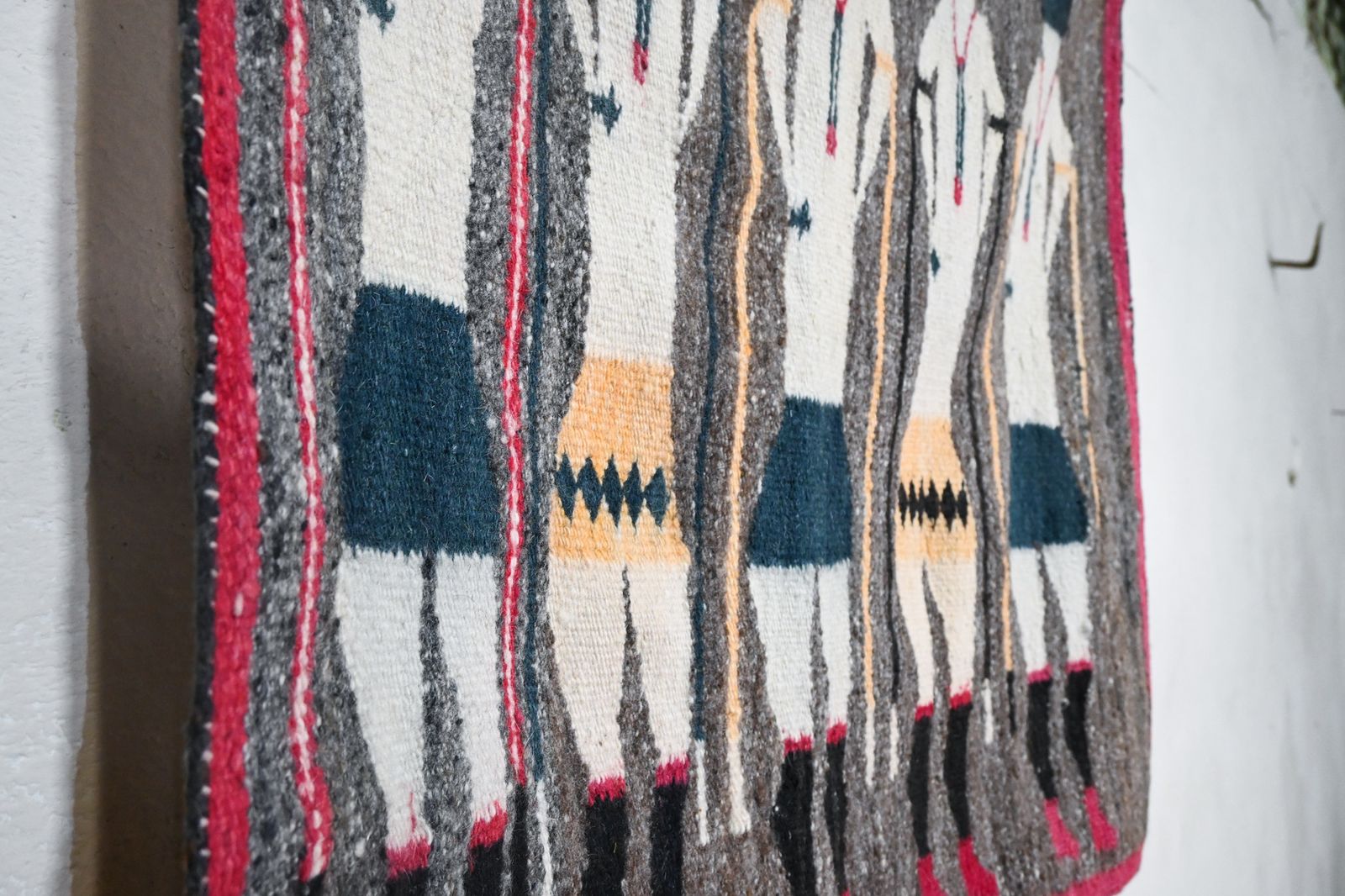 A Yei Navajo Figural Double Sided Flat Woven Wall Hanging 1930 Round Heads photo 851.0