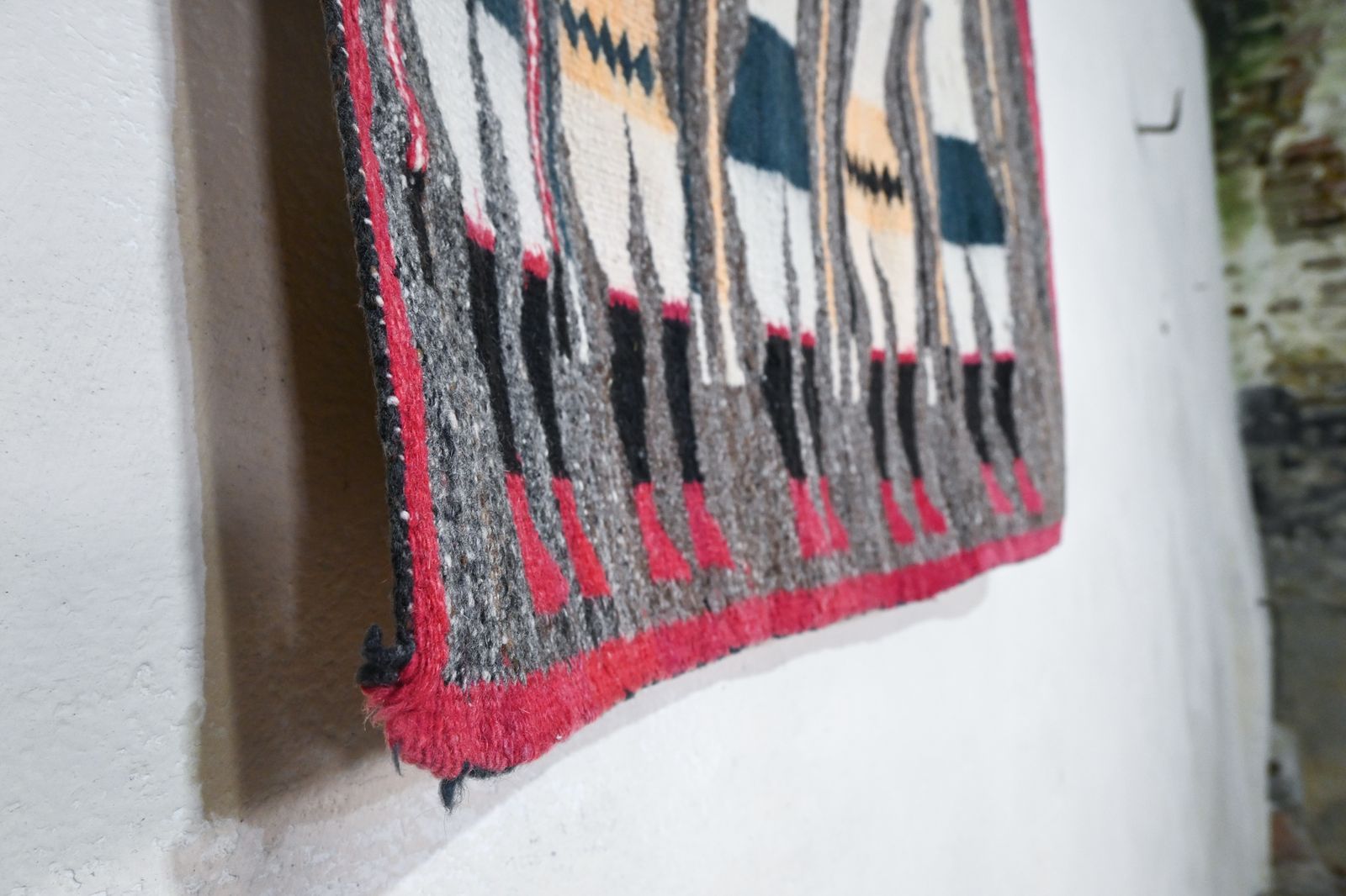 A Yei Navajo Figural Double Sided Flat Woven Wall Hanging 1930 Round Heads photo vintage