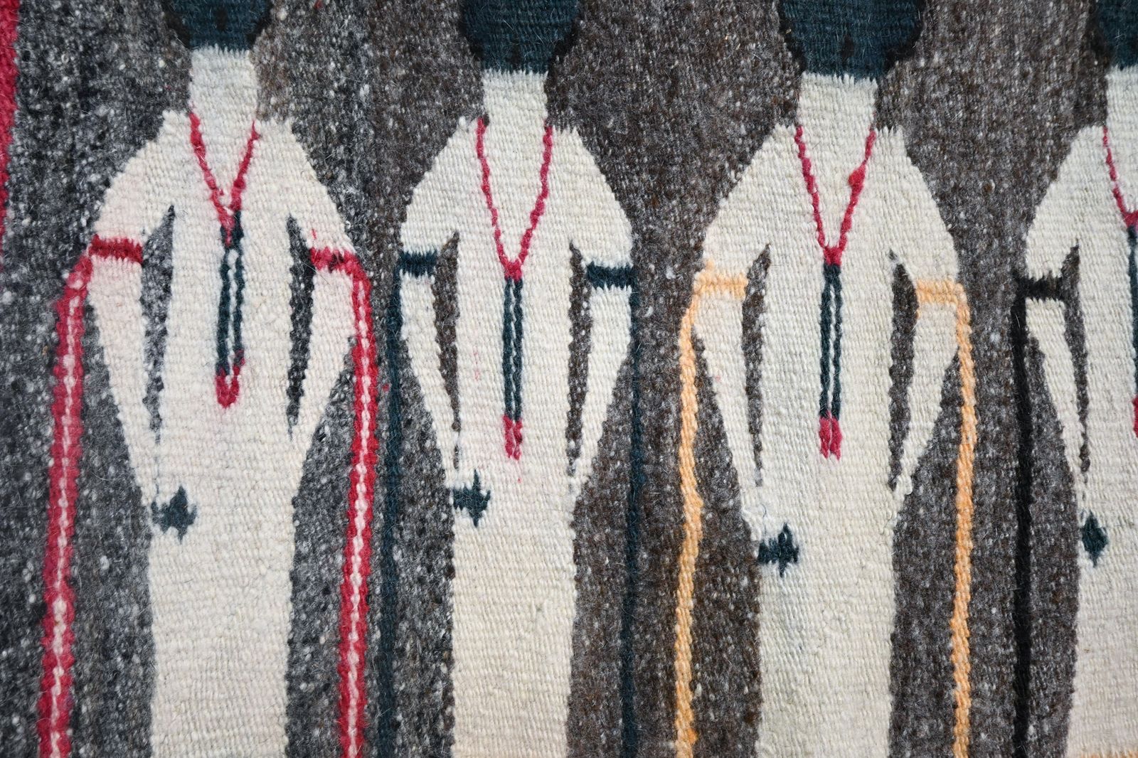 851.0 A Yei Navajo Figural Double Sided Flat Woven Wall Hanging 1930 Round Heads photo