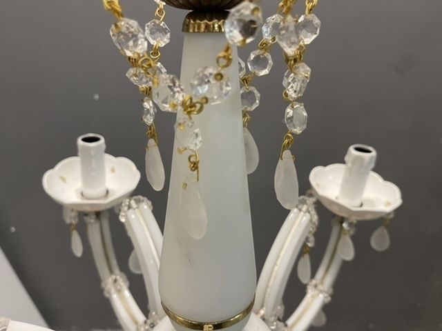 Italian White Opaline Glass Chandelier photo 800.0