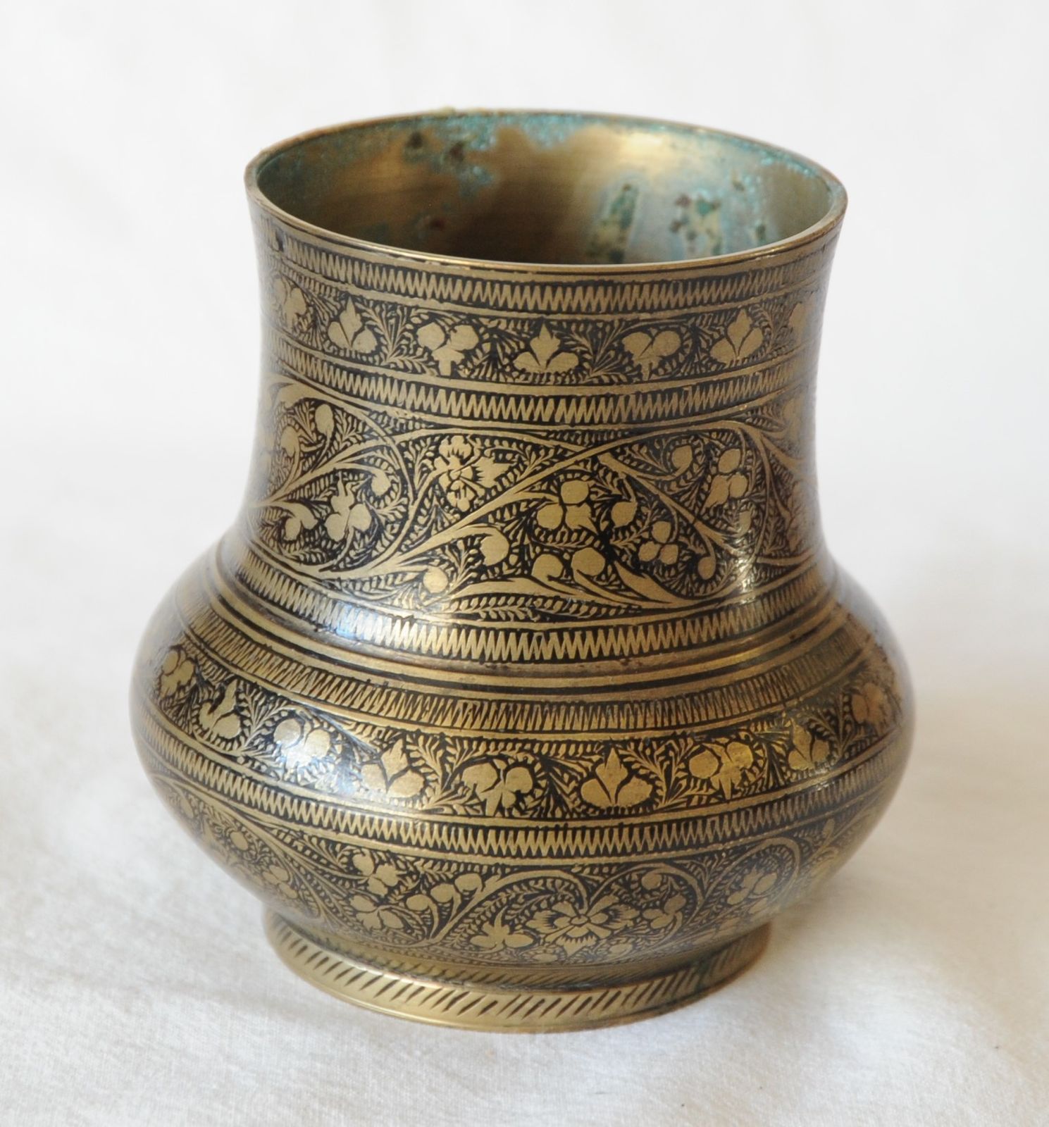 Home Decor Antique Engraved Indian Brass Vase photo