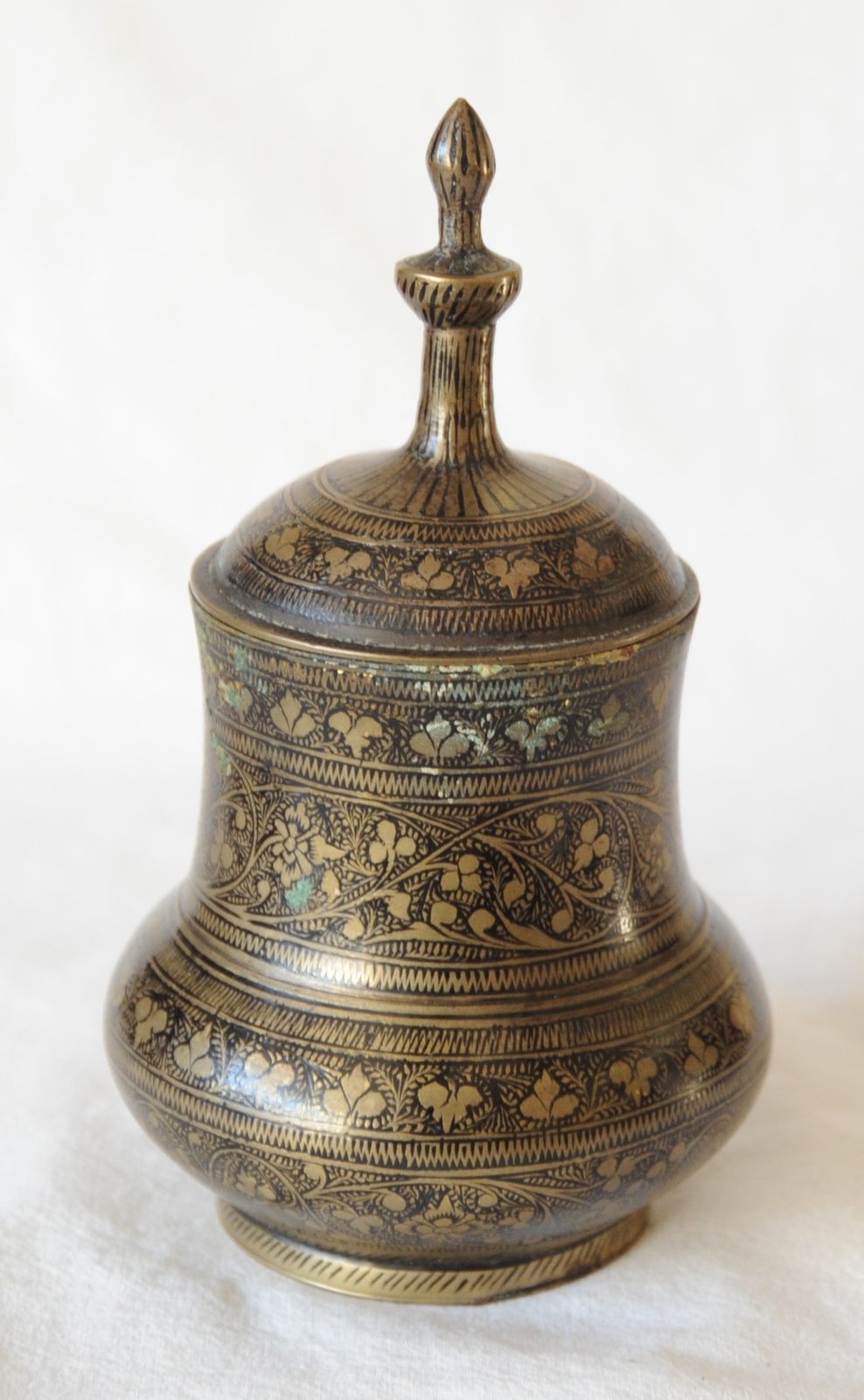 Antique Engraved Indian Brass Vase photo furniture