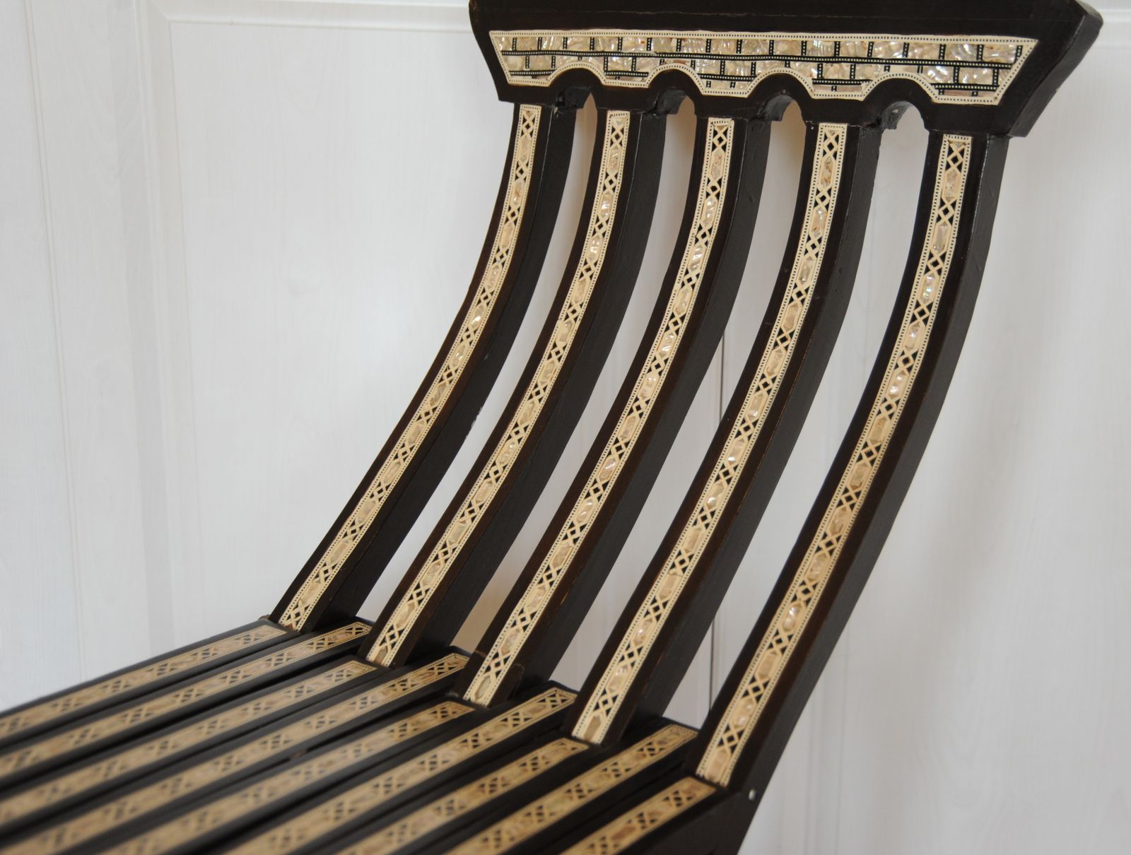 Vintage Islamic Middle East Mother Of Pearl Effect Seat photo vinterior