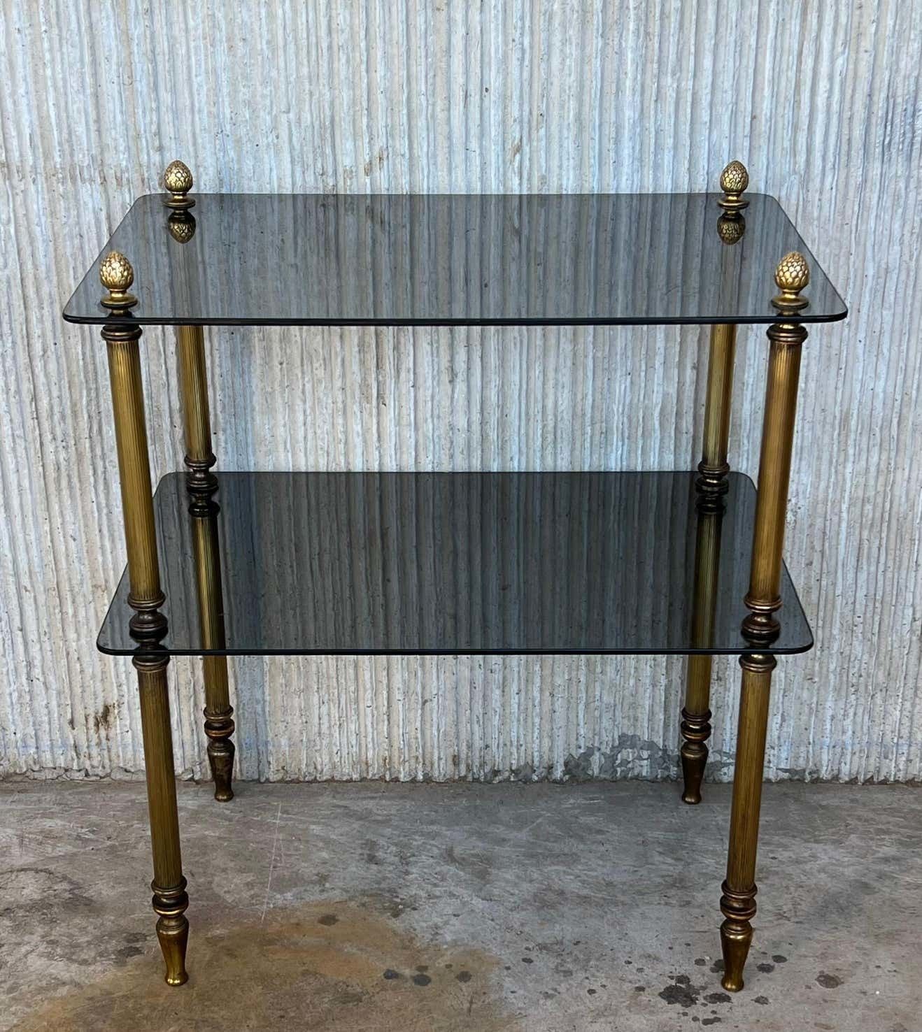 Early 20th Hollywood Regency Bronze Cocktail Table With Smoked Glass photo for sale