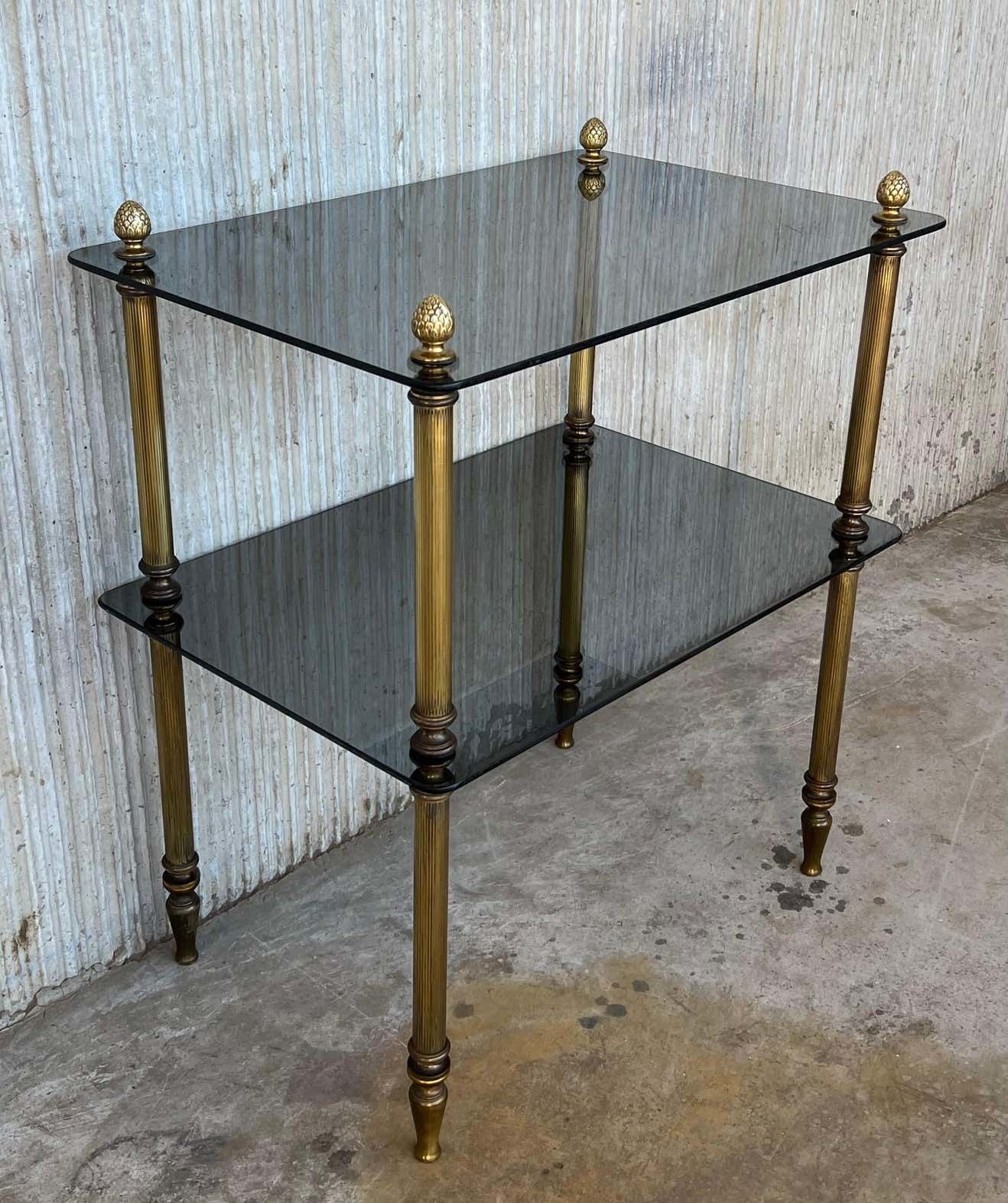 Early 20th Hollywood Regency Bronze Cocktail Table With Smoked Glass photo buy