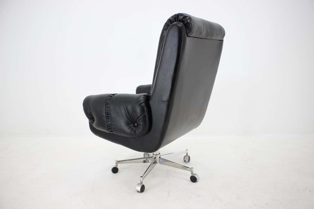 Scandinavian Style Leather Office Swivel Armchairs, 1970s photo furniture