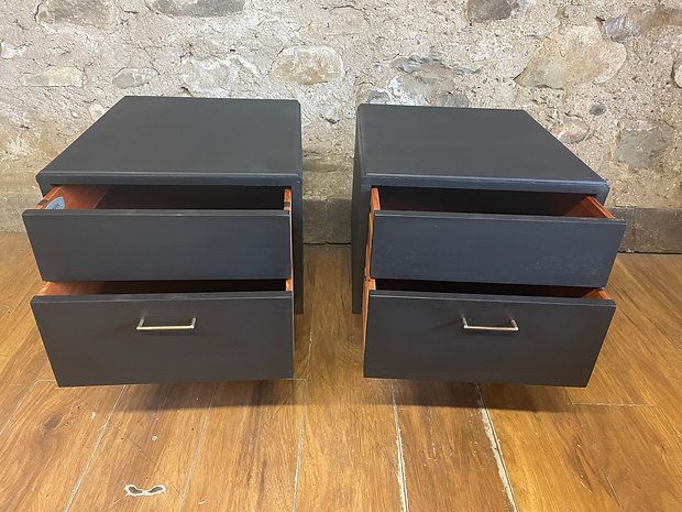 Stunning Ebonised Mid Century Bedside Cabinets X 2 photo for sale