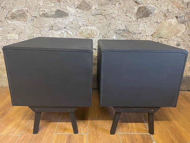 Stunning Ebonised Mid Century Bedside Cabinets X 2 photo 345.0
