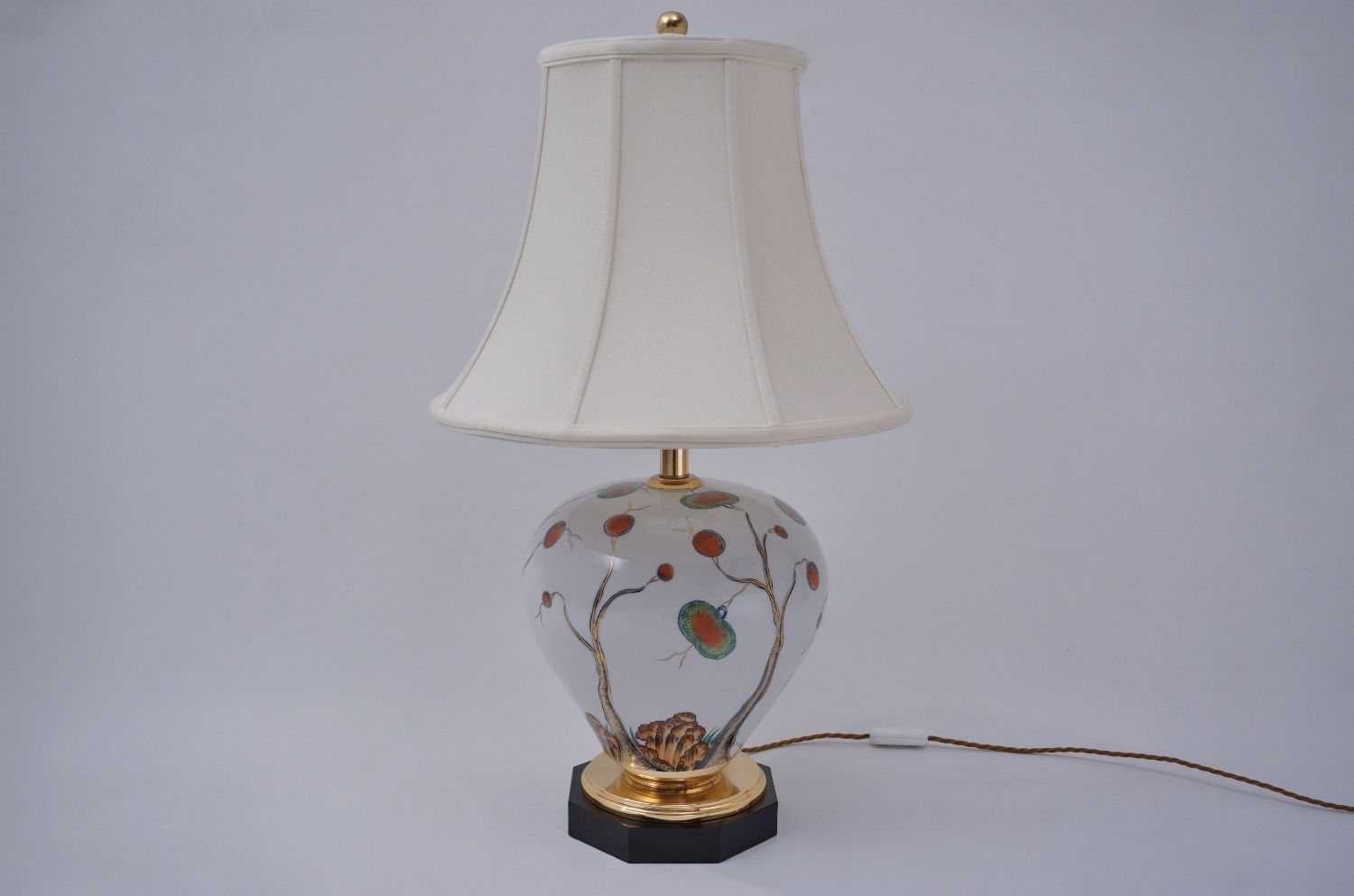 Giulia Mangani Porcelain Lamp Chinoiserie With Lychee, 1950`s Ca, Italian, 70cm, Rewired photo furniture