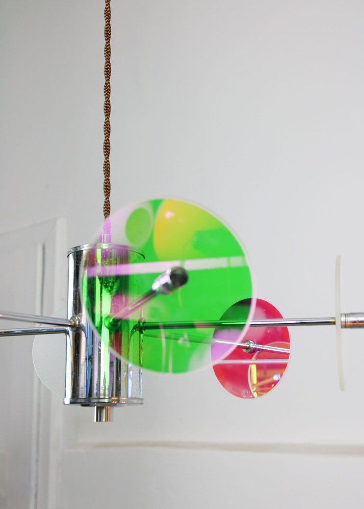 photo furniture Italian Chrome Lamp And Glass Sculpture, 1970s, Set Of 2