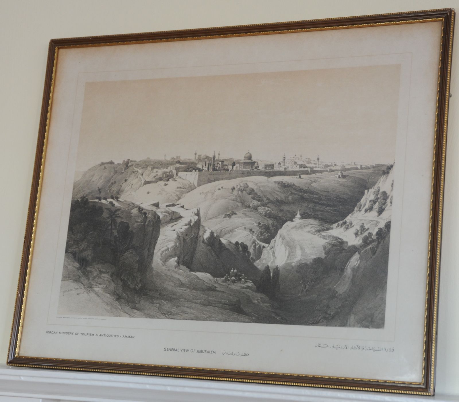 Vintage Framed Lithograph Of 'Jerusalem From The Mount Of Olives' By David Roberts photo Art