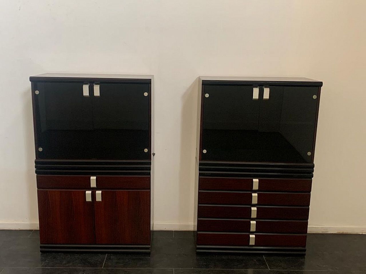 Pair Of Modular Rosewood Sideboards With Display Cabinets, 1970s photo furniture