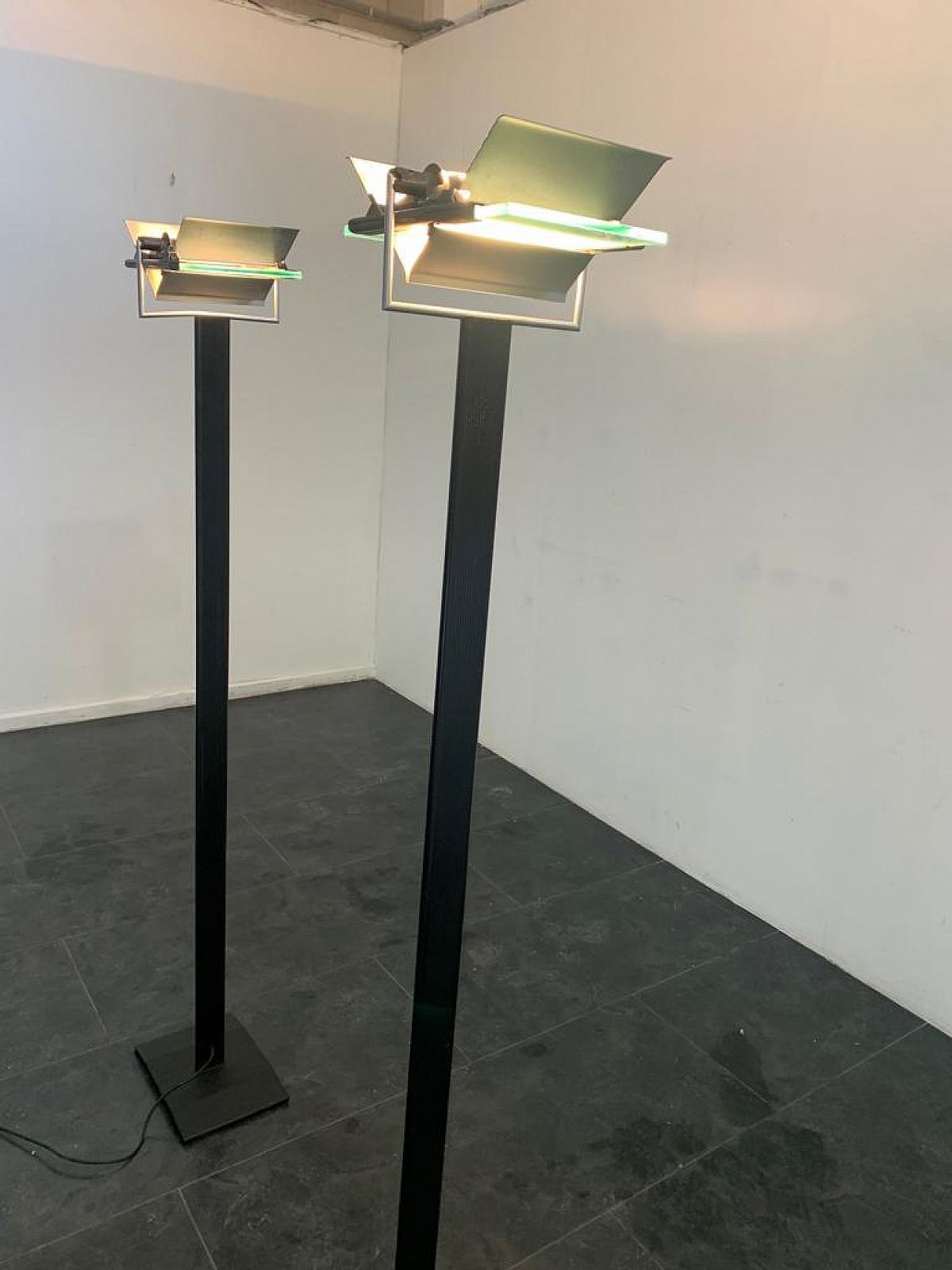 photo furniture Pair Of Dhiedron Floor Lamps By Giovanni Grignani For Lamperti, 1970s