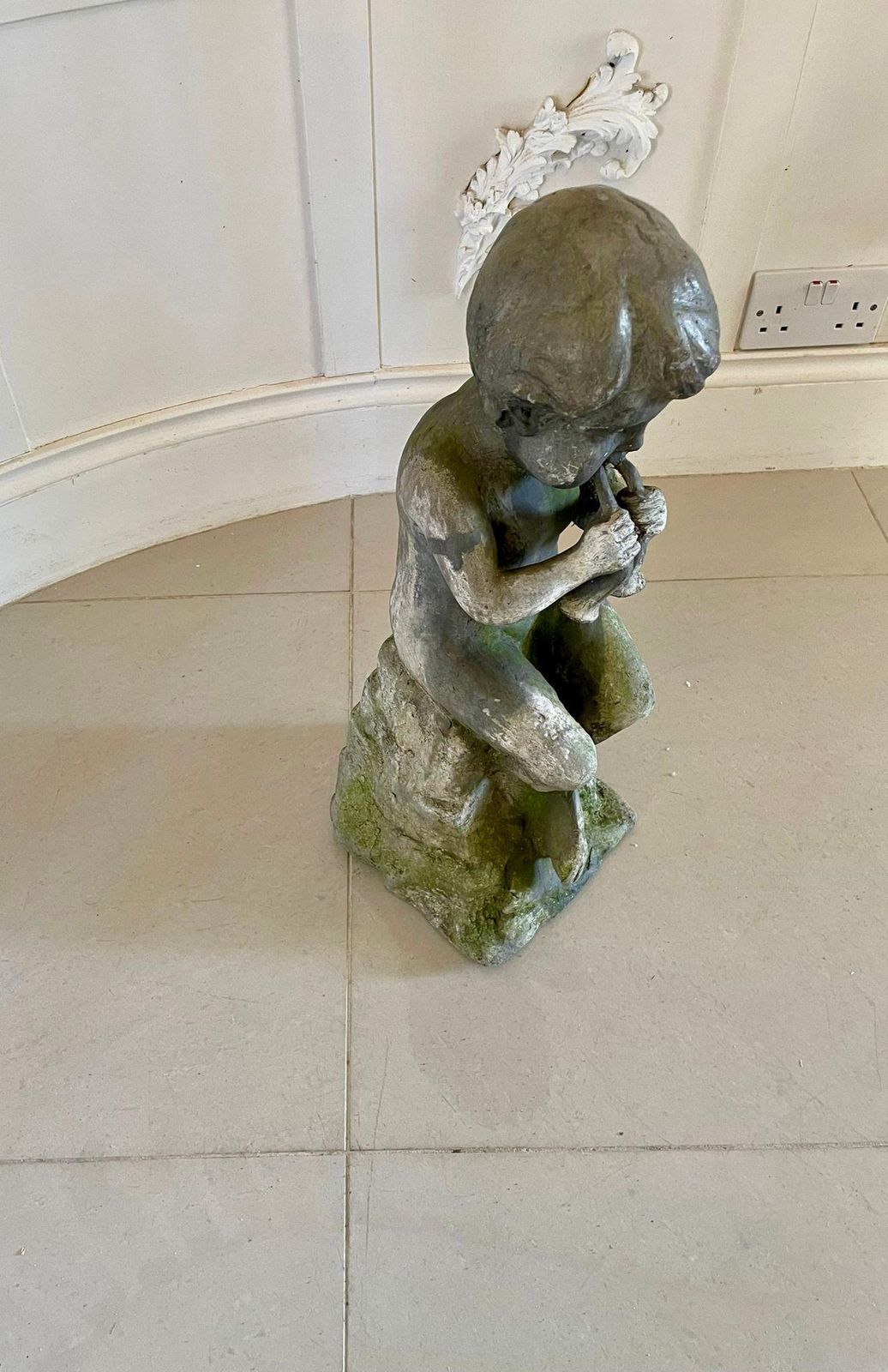 Unusual Antique Victorian Quality Lead Satyr Musician photo Home Decor