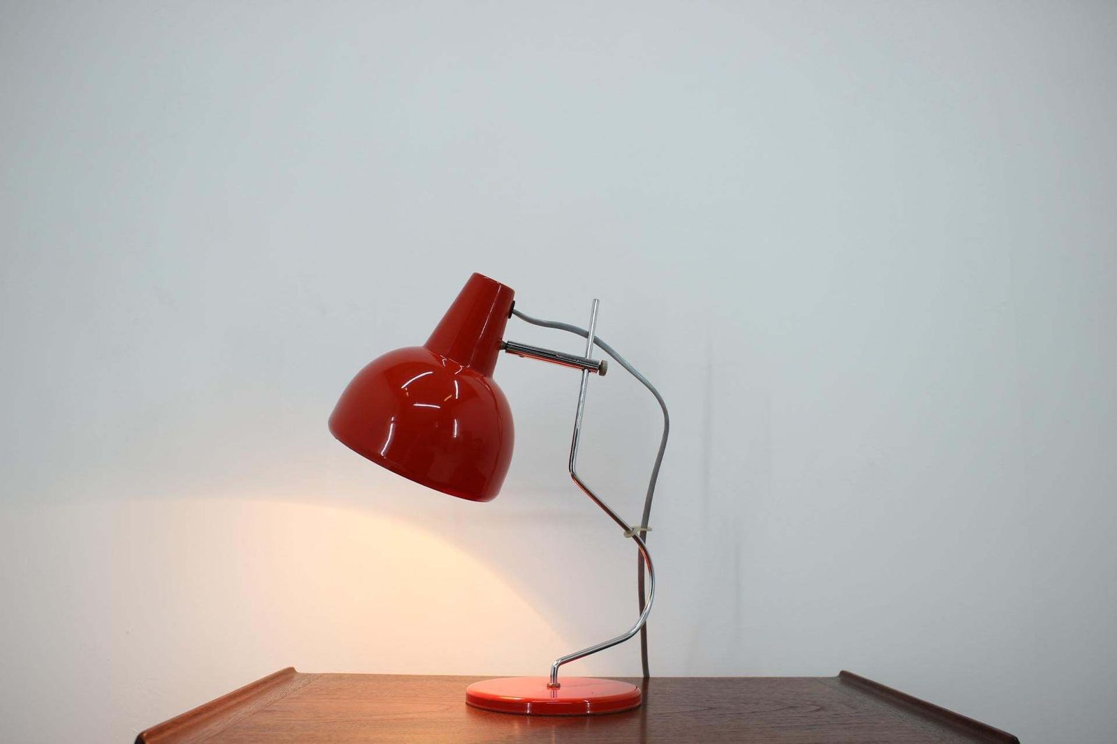 photo for sale 1970s Josef Hurka Red Table Lamp For Lidokov, Czechoslovakia