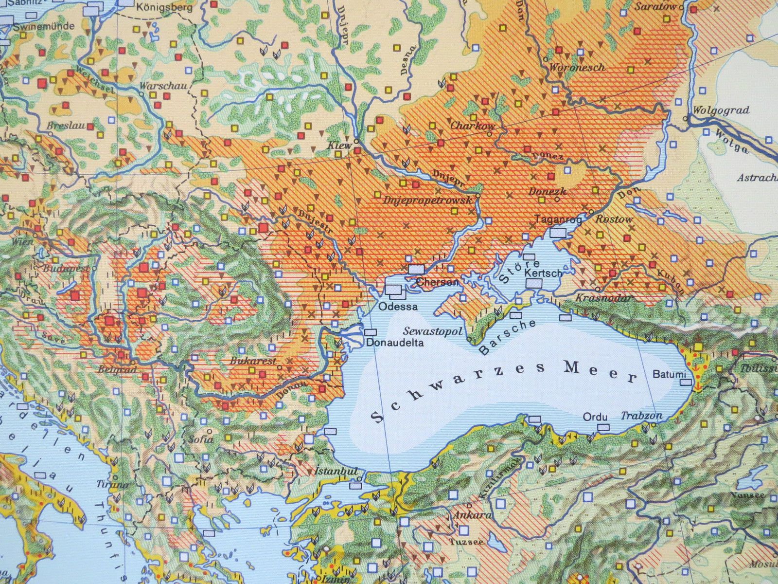 Vintage Pull Down Geographical School Wall Map Of Europe Agriculture Crops photo buy