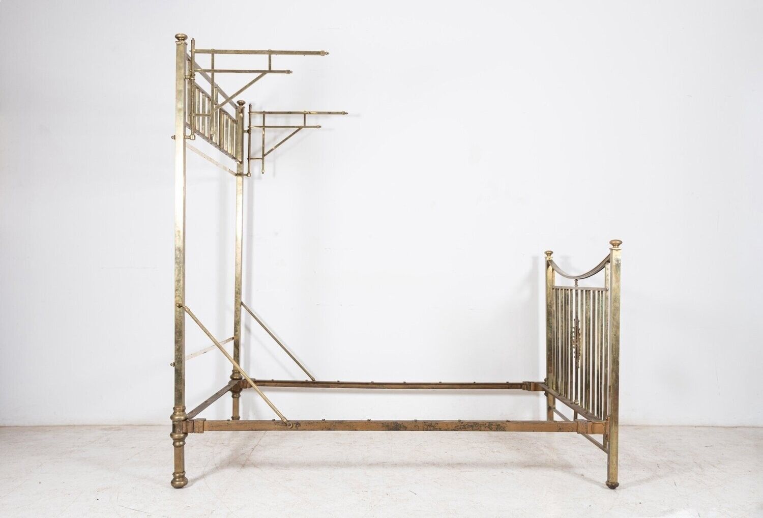 19thc English Half Tester Double Brass Bed Frame photo 5118.0
