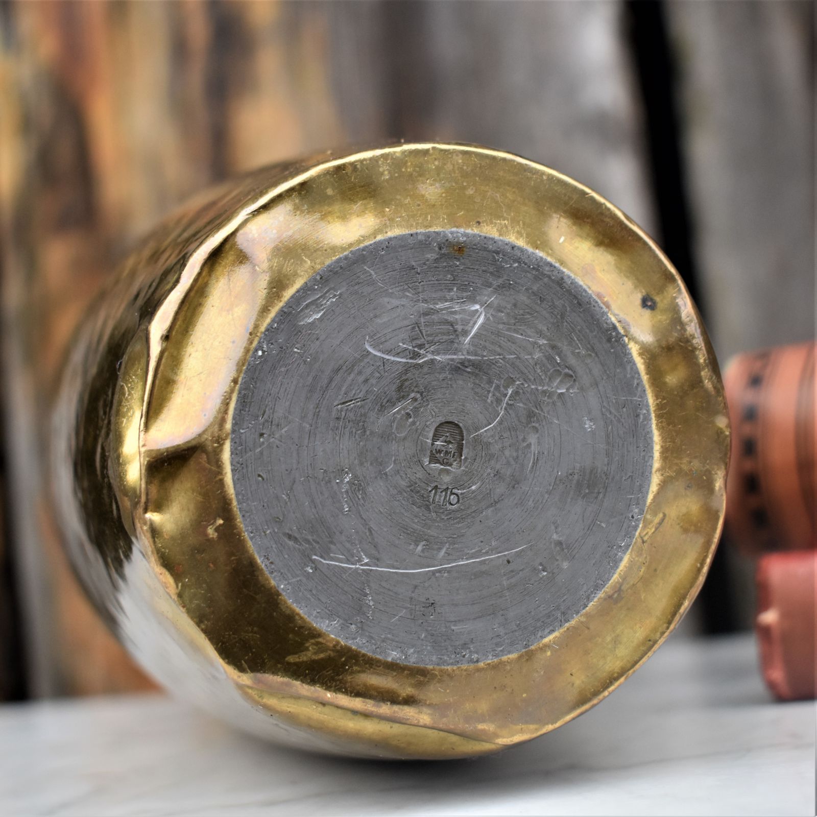 Antique Rare Wmf Brass Repoussé Embossed Jugendstil Art Nouveau Vases Large Pair photo 185.0