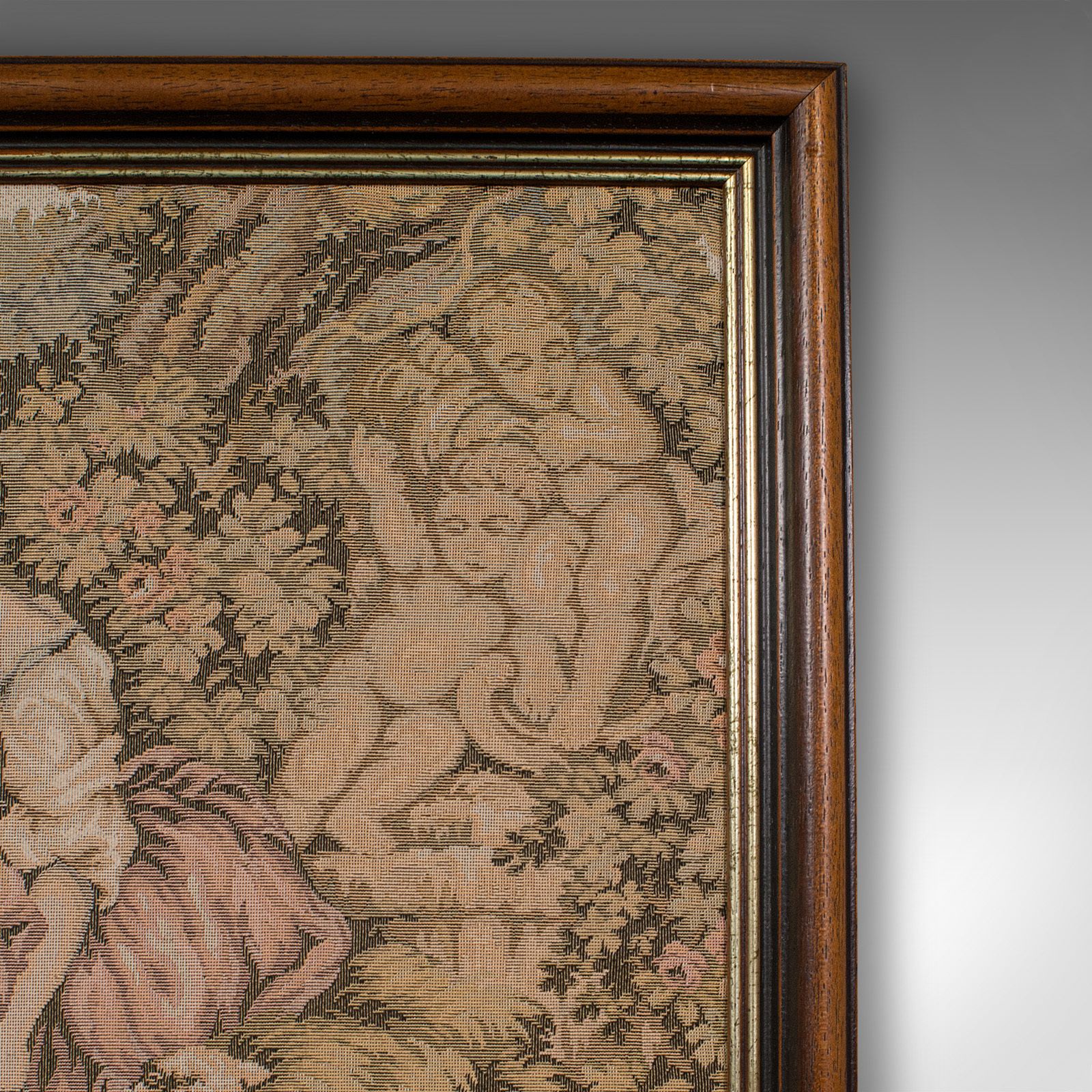 Small Antique Tapestry, Continental, Needlepoint, Decorative Wall Panel, C.1920 photo vintage