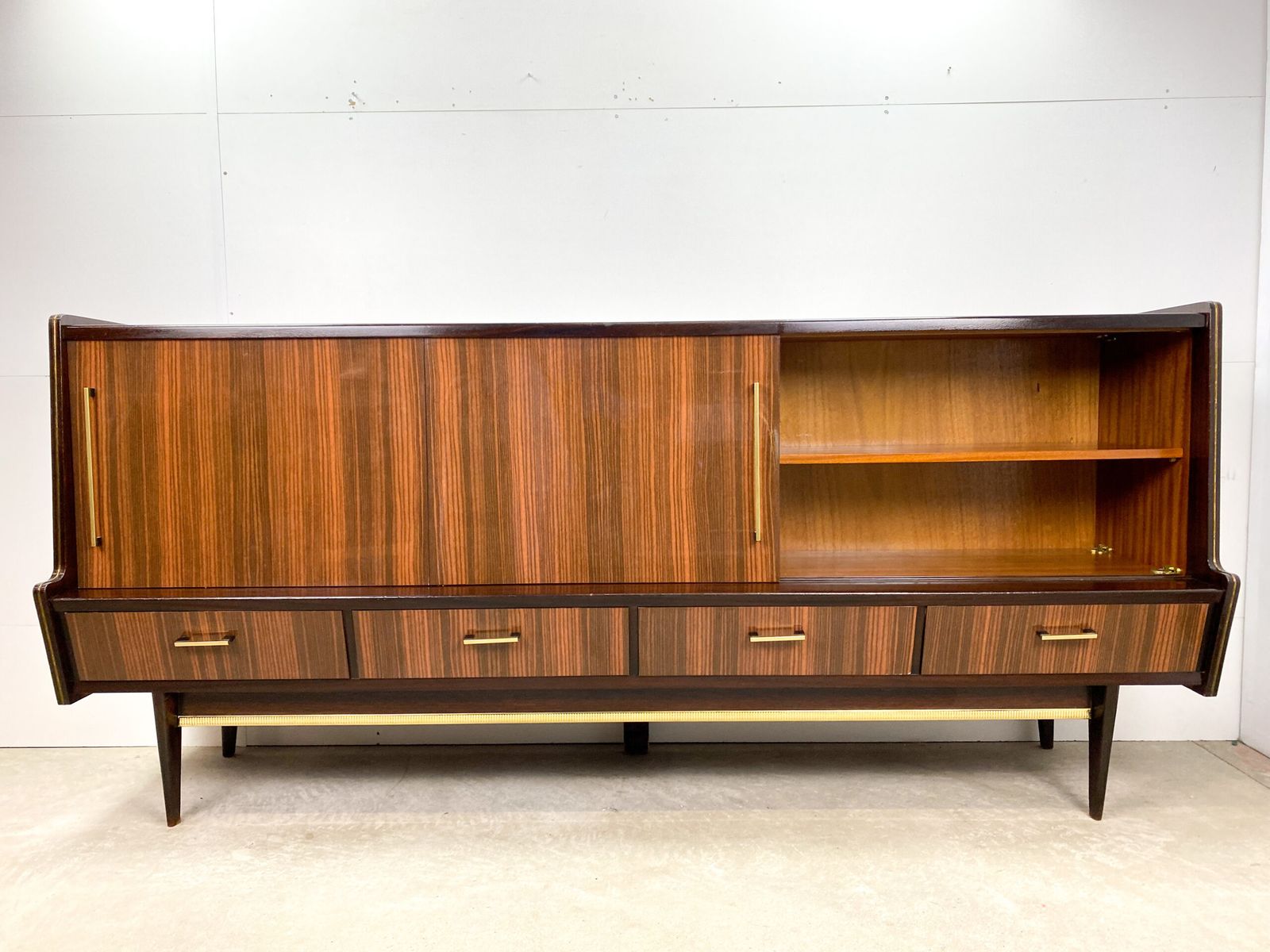 Beautiful Vintage Rosewood Sideboard With Brass photo 713.0