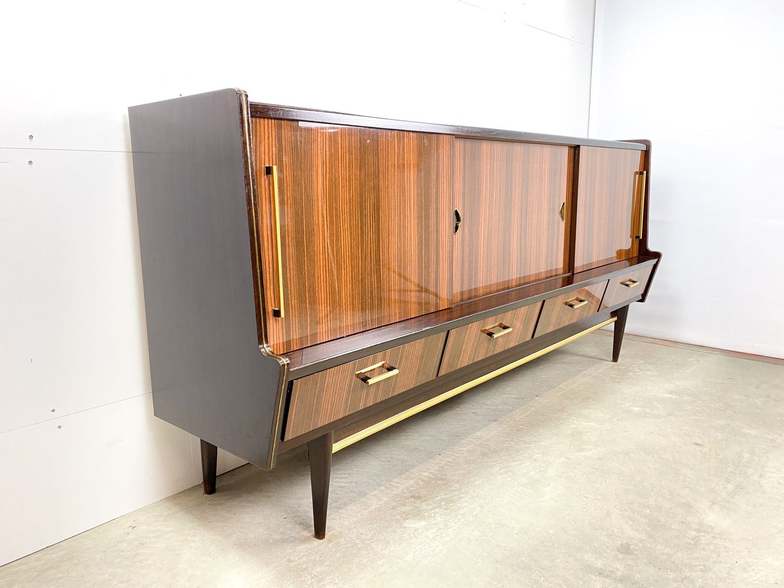 Beautiful Vintage Rosewood Sideboard With Brass photo buy