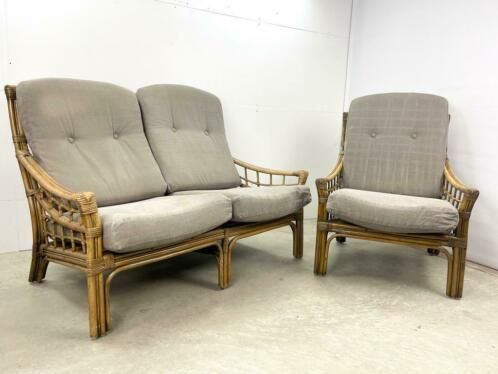 Rattan Sofa With Armchair Retro | Vintage Garden Set