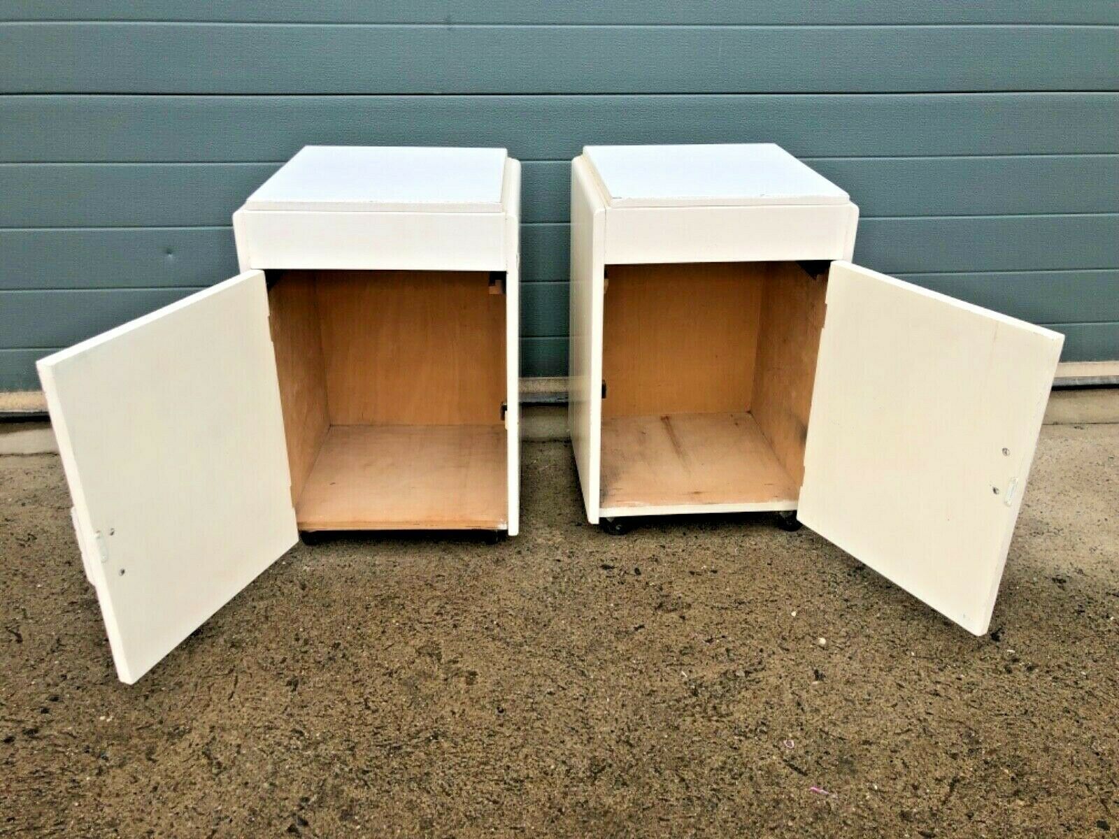 Mid Century Unique Funky Pair Of Upcycled Bedside Cabinets / Bedside Lamp Tables photo vinterior