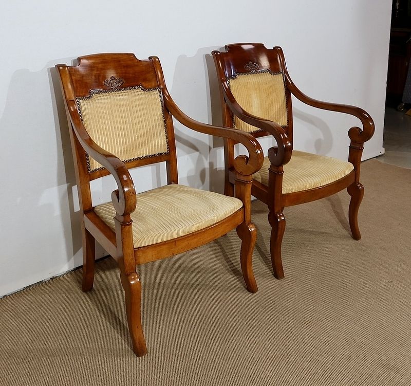 Pair Of Walnut Armchairs  Restoration Period   1st Part Of The 19th Century photo furniture