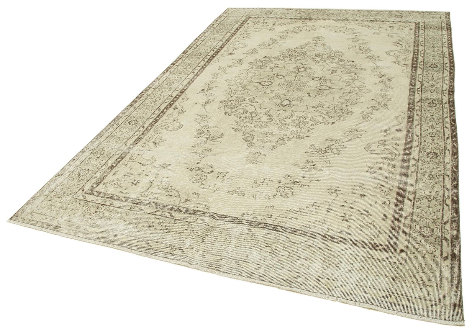 Turkish Handmade 1970s 190 Cm X 300 Cm Beige Vintage Wool Rug photo for sale