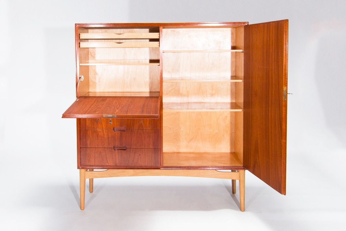 Mid Century Teak & Oak Cabinet, Danish Scandinavian Design 1950’s photo furniture