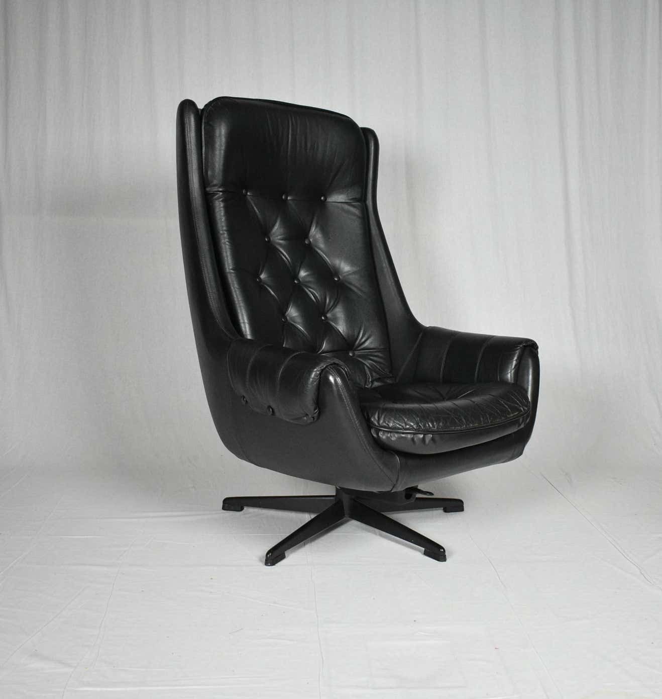 Design Scandinavian Leather Armchair / Lounge Chair By Peem, 1970s photo for sale