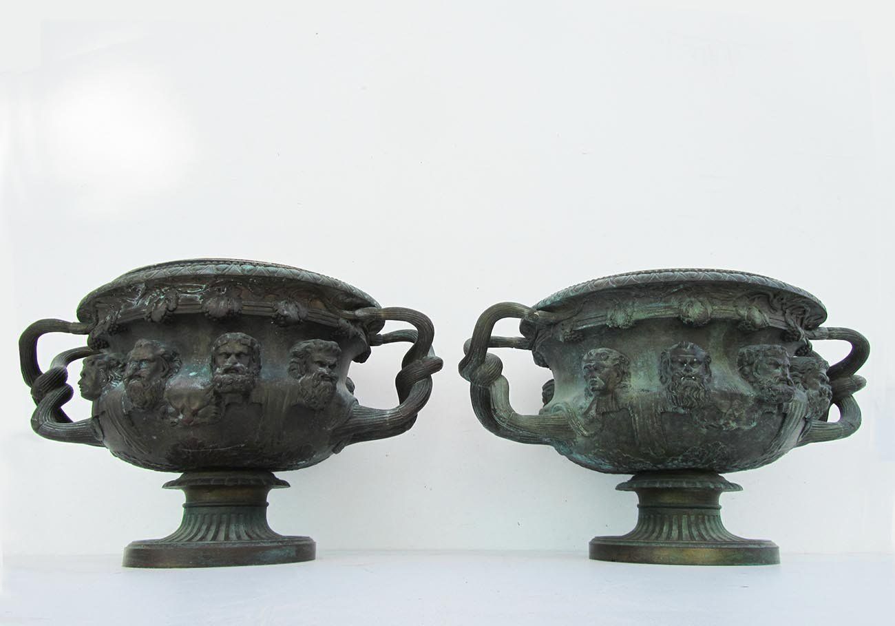 Antique Bronze Warwick Albani Planters From Cd, Set Of 2 photo furniture