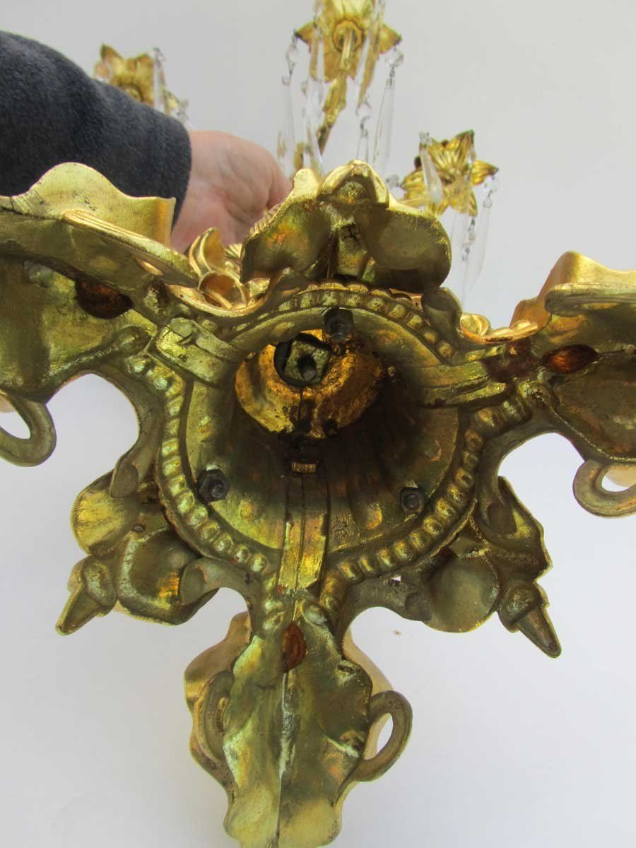 2650.0 19th Century Gilt Bronze & Crystal Candelabras, Set Of 2 photo