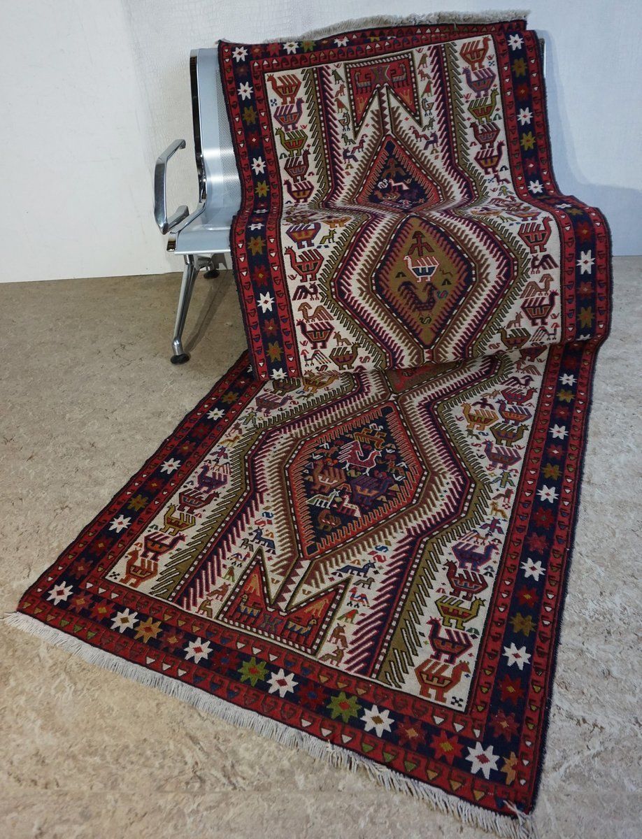 Textiles Vintage Middle Eastern Wool Kilim Carpet, 1960s photo